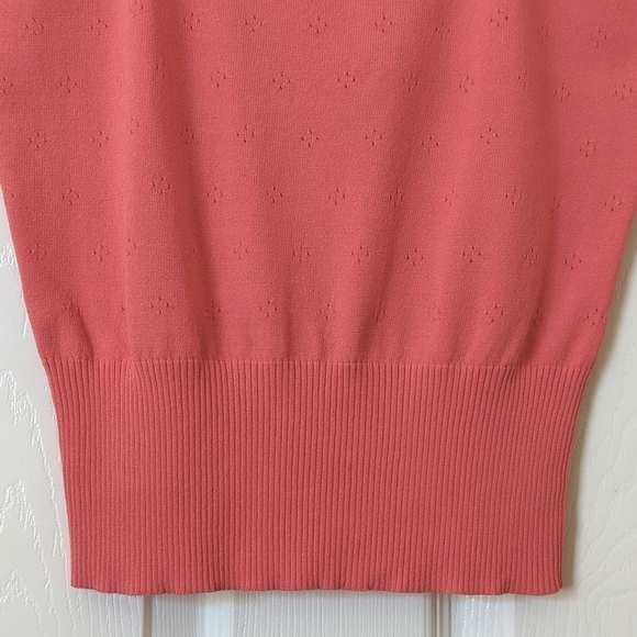 Maurice Sasson Y2K Vintage Triple Ribbon Strap Pointelle Tank Top Coral Pink M - Picture 5 of 8